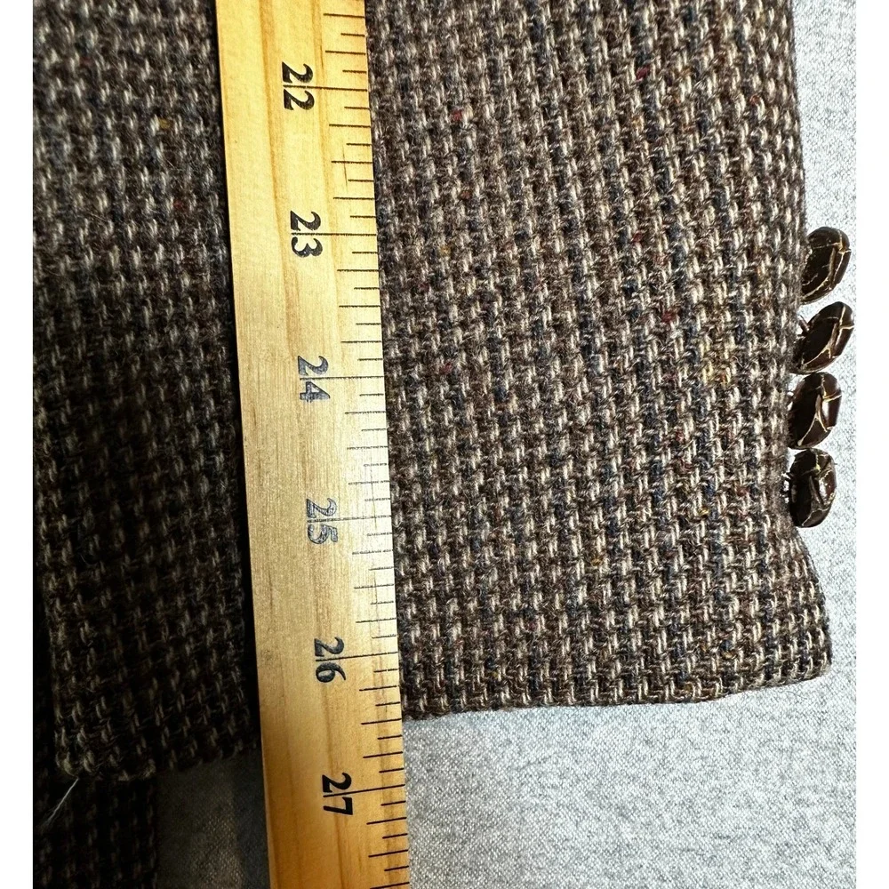 Vintage Arnie Tweed Blazer Mens 46XT Brown Houndstooth Woven Button Sport Coat
